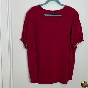 SHEIN Vivid Red V-Neck Blouse